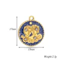 Ciondolo zodiacale in acciaio inossidabile, smalto blu e stelle con cristalli scintillanti. - Gemini