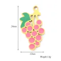Stainless steel enamel grape pendant DIY jewelry accessories pink green 24x12mm 1.6g - Grapes