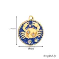 Ciondolo zodiacale in acciaio inossidabile con smalto blu e dettagli in cristallo brillante. - Cancer