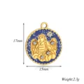 Ciondolo zodiaco in smalto acciaio inossidabile con strass lucidi, dimensioni 17x15mm, peso 2,3g. - Vergine