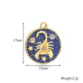 Ciondolo zodiacale Scorpione in acciaio inossidabile con smalto blu, finitura oro e cristalli. - Scorpione