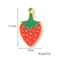 Stainless steel strawberry pendant charm, red and green enamel DIY jewelry accessory - Strawberry