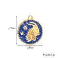 Pendente zodiaco Capricorno in acciaio inossidabile smalto blu charm rotondo gioiello - Capricorno
