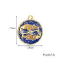 Ciondolo zodiacale in acciaio inossidabile con smalto blu e pietre di cristallo, 17x15mm, 2.3g. - Pesci
