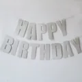 Bannière Joyeux Anniversaire argent pailleté guirlande décorative lettres de fête. - Banderole d'anniversaire à paillettes - Argenté