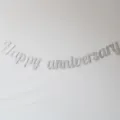 Silver glitter happy anniversary letter banner for party celebration events and hanging wall decor - Banner / Silver