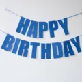 Guirlande Bleue Paillettes Happy Birthday Bannière Décoration Fête Murale Suspendue - Banderole Joyeux anniversaire pailletée - bleu