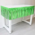 Green foil fringe table skirt for party decoration, tinsel banner backdrop for birthday wedding - Green