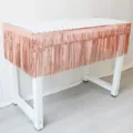 Rose gold tinsel fringe curtain and grid tablecloth for birthday party and wedding decor. - Rose Gold