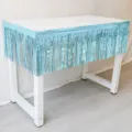 Metallic blue tinsel fringe curtain table skirt for birthday party wedding decoration - Light Blue