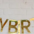 Gold mirror happy birthday letter banner variant, shiny gold party decoration supply. - Mirror Gold Letter Happy Birthday Banner / Gold