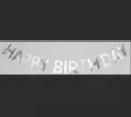 Bannière de lettres HAPPY BIRTHDAY en miroir argenté, super déco de fête brillante. - Banderole Joyeux anniversaire argentée miroir