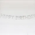 Bannière de lettres Happy Birthday paillettes argentées pour déco fête d'anniversaire - Banderole Joyeux anniversaire argentée pailletée