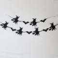 Halloween paper banner black witch bat garland party hanging decoration holiday decor prop - Black Bat Witch Banner