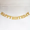 Gold glitter happy birthday letter banner party decoration hanging bunting backdrop - Glitter Gold Happy Birthday Banner (New Style)