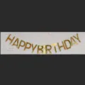 Gold happy birthday letter banner for party decoration, shiny mirror finish backdrop decor. - Mirror Gold Solid Happy Birthday Banner
