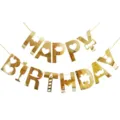 Gold mirror happy birthday banner paper garland for party celebration decoration supplies - Hollow Heart Birthday Gold Decoration