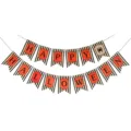 Halloween party paper banner hanging decoration black orange striped flags spooky event props - Happy Halloween Banner