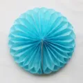 Blue paper honeycomb ball decoration, round tissue paper party fan for hanging desk decor. - Light Blue