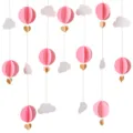 Nahaufnahme Detail von 3D rosa Papier Ballon und weiße Wolke Hängegirlande für Party Dekor. - 3D Rosa