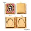Goldener Edelstahl Oeffnbarer Buch Foto Medaillon Katzen Anhaenger DIY Schmuck - Fuchsia