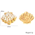 Goldene Muschel Anhänger Charm für DIY Halsband Armband Schmuckherstellung 45x40mm. - Weiße Muschel