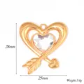 Stainless steel heart rhinestone pendant DIY necklace accessory jewelry charm 28x25mm - White