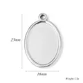 Roestvrijstalen ovale bezel hanger blank voor DIY ketting foto medaillon sieraden accessoire - Ovale Stijl (A0610) / 16x23mm / Staalkleur
