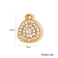 Pendentif goutte en strass plaqué or accessoire de bijoux DIY dimension 12x9mm 0.9g - Style Triangle / 5 Pièces