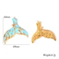 Stainless steel mermaid tail charms with enamel starfish designed for DIY jewelry making. - Mermaid Tail Blue