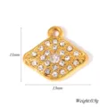 Pendentif breloque strass cristal plaqué or accessoire bijoux DIY de qualité 11x13mm - Style Losange / 5 Pièces
