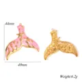 Stainless steel mermaid tail pendant DIY jewelry charm with starfish design 44x49mm 6.2g - Fish Tail Pink