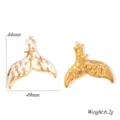 Stainless steel mermaid tail pendant DIY jewelry accessory in white and gold finish variant. - White Mermaid Tail