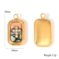 Stainless steel cross pendant charm with abalone shell inlay and rhinestones 18x10mm 3.5g - Cross Style / Gold
