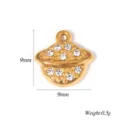 Pendentif charme planète Saturne en strass doré pour la fabrication de bijoux DIY. - Style Planète / 5 Pièces
