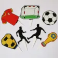 Football theme cake topper set soccer party decorations sports birthday cake inserts set of 6 - Soccer Cake Toppers