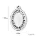 Roestvrijstalen ovale medaillon hanger voor DIY ketting sieraden, vintage metalen fotolijst. - Ovale Stijl (A0610) / 15x24mm / Staalkleur