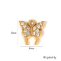 Pendentif papillon strass doré, bel accessoire de bijoux DIY en acier inoxydable 8mm - Modèle Papillon / 5 Pièces