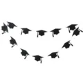Guirlande de chapeau de remise des diplômes en papier pailleté noir pour décoration de fête. - Guirlande cousue horizontale chapeaux de remise de diplôme noirs