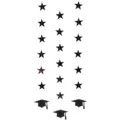 Décoration suspendue de fête de graduation guirlande étoiles et chapeaux en papier déco. - Guirlande d'étoiles noires et chapeaux de remise de diplôme noirs
