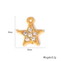 Pendentif charme étoile strass doré 9x8mm accessoire de bijoux DIY pour collier - Style Étoile / 5 Pièces