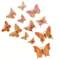 3D coloré papillon autocollants muraux étanche décoration maison chambre 12pcs - 12 Pièces/Paquet / Orange Irisé