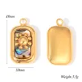 Gold stainless steel abalone shell flower pendant DIY charm jewelry accessory 18x10mm - Sun Flower / Gold