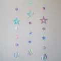 Holographic star and round number 40 garland for birthday party hanging decoration backdrop - Iridescent Silver 40th Birthday Banner
