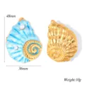 Edelstahlozean Muschel Anhänger DIY Schmuck Accessoires mit Perle und blauem Öl Tropfen. - Blaue Schnecke