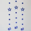 Blue star circle number 40 hanging garland for birthday party celebration wall hanging decor. - Royal Blue 40th Birthday Garland
