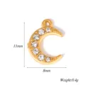 Pendentif croissant de lune strass plaqué or pour fabrication de bijoux DIY collier - Style Lune / 5 Pièces