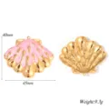 Edelstahl rosa Emaille Muschel Anhänger DIY Schmuck Zubehör Charm 40x45mm 9,3g - Rosa Muschel
