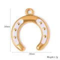 Edelstahl Hufeisen Anhänger mit weißem Emaille Gold Punkten DIY Schmuck Zubehör Teil. - Weiß