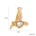 Pendentif colibri en strass plaqué or, breloque 12x12mm accessoires bijoux DIY pour collier. - Style Colibri / 5 Pièces